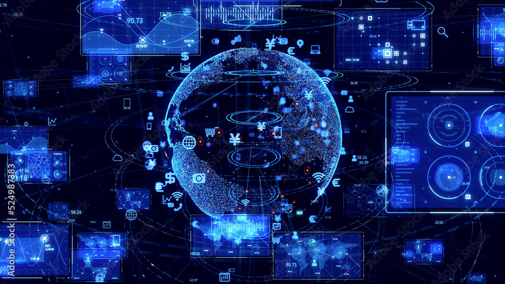 Aufkleber Global communication network concept. Digital transformation. DX