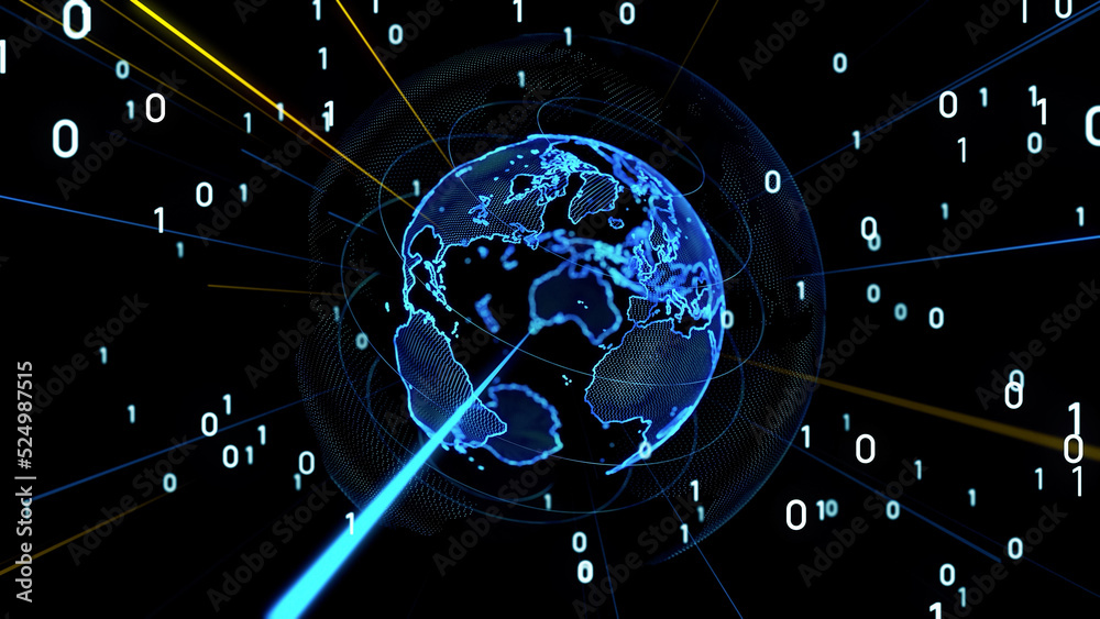 Poster Digital transformation concept. System engineering. Global communication network.