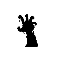 Zombie hand emerging from the grave. ghost hand silhouette on halloween night