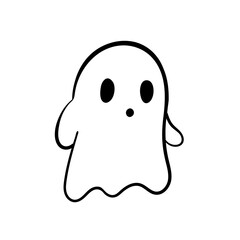Obraz premium A cartoon white evil ghost that has fun haunting people on Halloween.