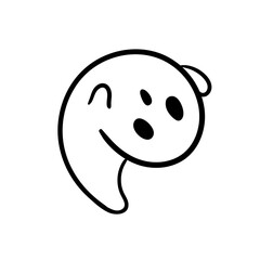 Fototapeta premium A cartoon white evil ghost that has fun haunting people on Halloween.