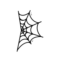 Spider web silhouette hanging for Halloween banner decorations. isolated on the background