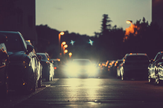 Cinematic car lights shot, beautiful wallpaper for car lovers, in horizontal and vertical