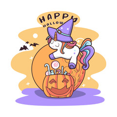 sleeping unicorn cute helloween illustration design