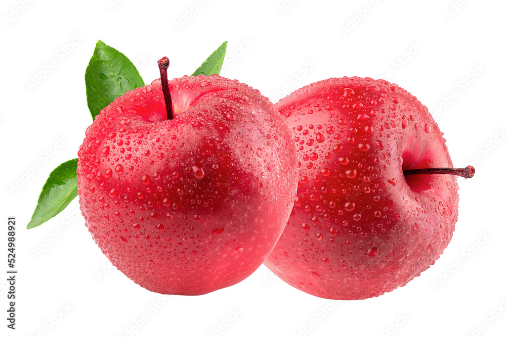 Poster fresh red apple isolated on alpha background. - Posters
