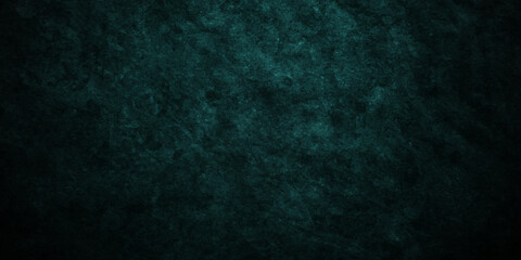 Backdrop vintage green stone grunge concrete cement blackboard chalkboard wall floor texture. Black anthracite dark green grunge old texture panorama backdrop background.