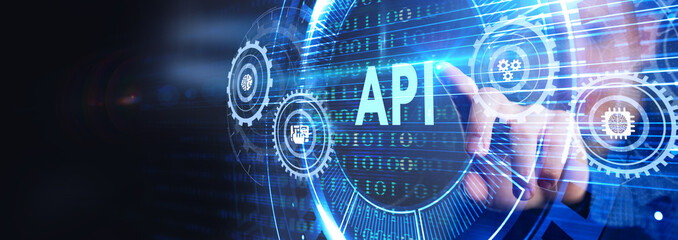 API - Application Programming Interface. Software development tool. Business, modern technology, internet and networking concept.