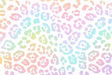 Rainbow leopard background. Holographic foil cheetah texture. Animal pattern gradient print. Vector abstract pastel illustration. © Chorna_L