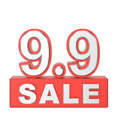 Obraz premium 9.9 sale banner decoration. 3D illustration.