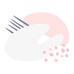 Modern flat icon template illustration in pink, soft blue, purple and dark gray or black with spots, shapes, lines and dots decoration for cards, banners, posters, stickers