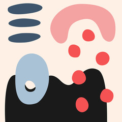 Modern illusration with simple flat abstract shapes