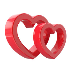 3D heart shape. Couple hearts. 3D element.