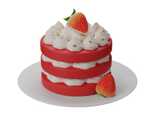 3D render red velvet cake PNG
