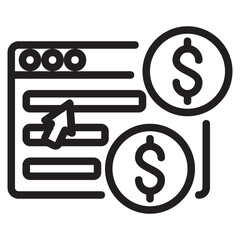 Pay per click , Digital Marketing outline icon.
