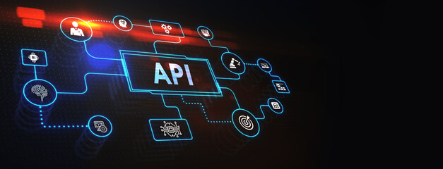 API - Application Programming Interface. Software development tool. Business, modern technology, internet and networking concept.  3d illustration