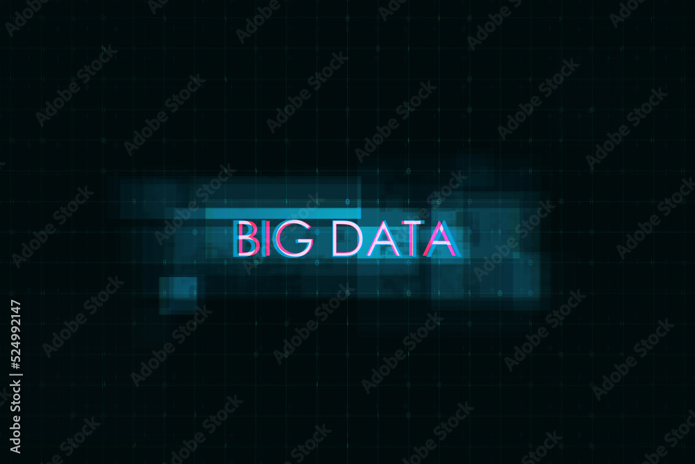 Poster creative digital text on dark background. big data, technology and ai concept. 3d rendering.
