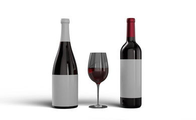 Wine bottle mockup template 3d render.