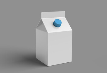 Pasteurized Milk Box 3d render mockup for product design.