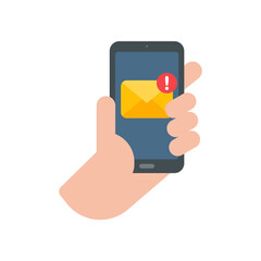 Yellow envelope. The concept of communication and email notification via online channels.