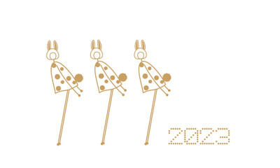 年賀状素材　2023　うさぎの被り物　カワイイ