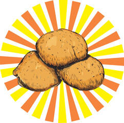 Delicious Peruvian potato. Yellow potato, Peruvian food. Peruvian potato vector.