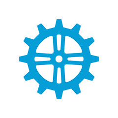 Gear wheel icon. Machine gear for setting Ideas to drive business forward through innovation.