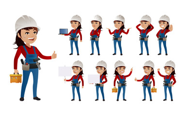 Workers with different poses. vector
