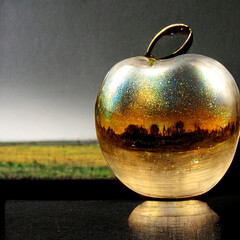 golden christmas ball on red background