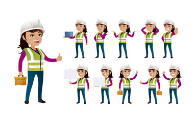 Workers with different poses. vector