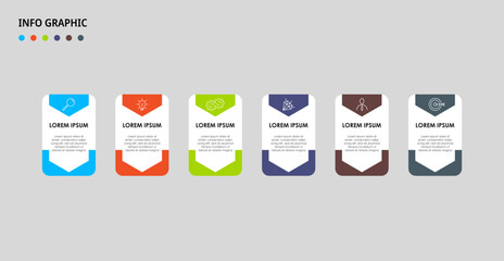 Business Infographic design template Vector with icons and 6 options or steps. Can be used for process diagram, presentations, workflow layout, banner, flow chart, info graph