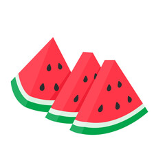 Watermelon vector. red fruit cut into pieces with seeds inside Refreshing food in the summer