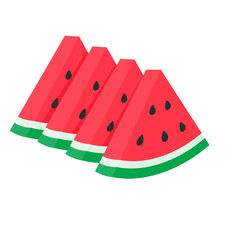 Watermelon vector. red fruit cut into pieces with seeds inside Refreshing food in the summer