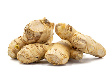 Jerusalem artichoke isolated on white background. Fresh jerusalem artichoke. Organic food. close up