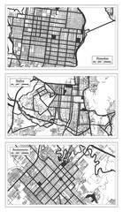 Salta, Resistencia and Posadas Argentina City Map Set in Black and White Color.