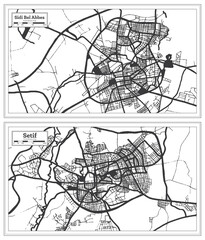 Setif and Sidi Bel Abbes Algeria City Map Set.