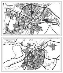 Tiaret and Tebessa Algeria City Map Set.