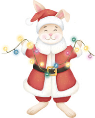 Christmas rabbit - Santa Claus. Isolated illustration.