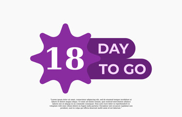 18 Day To Go. Offer sale business sign vector art illustration with fantastic font and nice purple white color