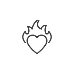 Burning heart line icon