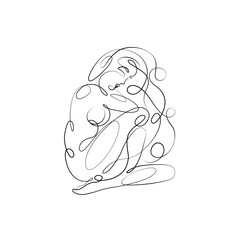 Woman abstract silhouette, girl single line on a white background, continuous line drawing, tattoo and logo design for a spa or beauty salon, isolated vector illustration. 
