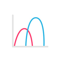 Line graph comparing business performance. Company earnings report concept