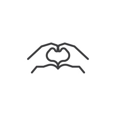 Hands making heart line icon