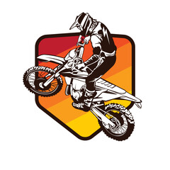 Motocross extreme sport vector illustration, perfect for tshirt design and event logo - obrazy, fototapety, plakaty