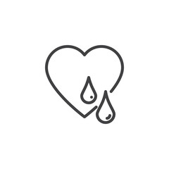 Heart and drops line icon