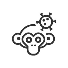 Monkey pox cartoon line icon.
