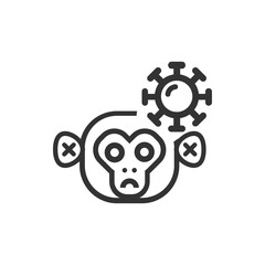 Monkey pox cartoon line icon