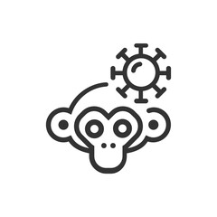 Monkey pox cartoon line icon