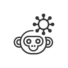 Monkey pox cartoon line icon