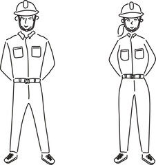 現場管理者　全身　線画
