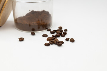 Coffee beans on a white background